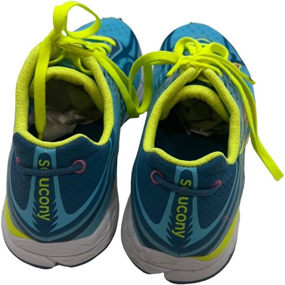 Saucony Womens Sneaker Size 11 Type A5 aqua Blue neon yellow Grid Running Shoes - Picture 3 of 6